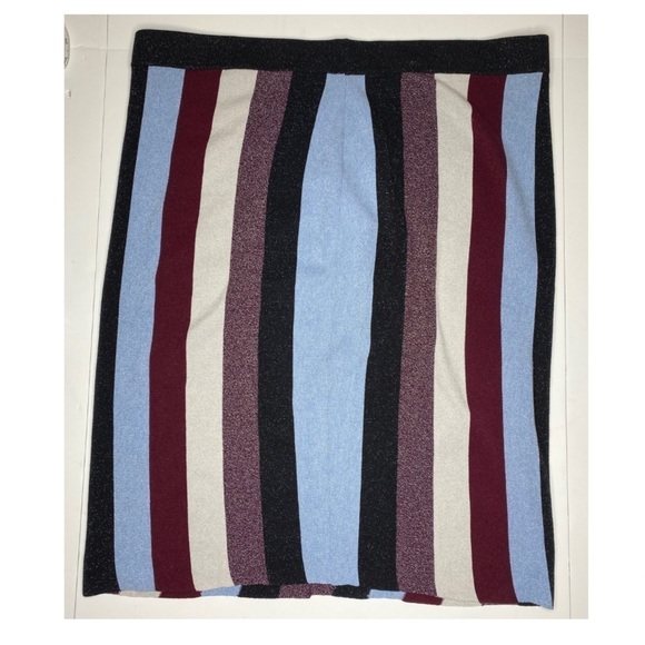 INC Multi Striped Pencil Skirt Lurex-Trim Glitter Plus Sz 3X - Picture 4 of 8